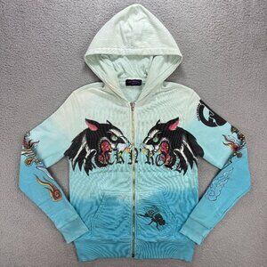 Amal Guessous Hoodie Mens Small Blue Rock N Roll Full Zip Sweatshirt Sweater A&G